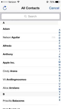 iphone contact list